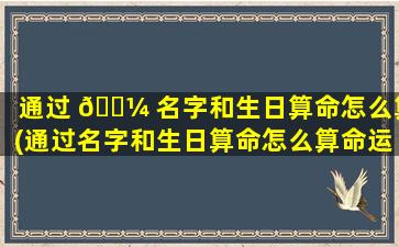 通过 🌼 名字和生日算命怎么算(通过名字和生日算命怎么算命运)